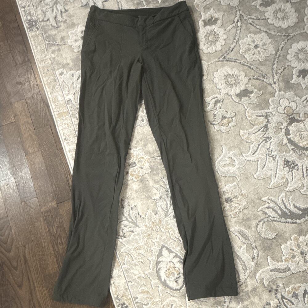 Athleta Women's 4 Tall Black Solid Nylon Pants Pockets Button Activewear